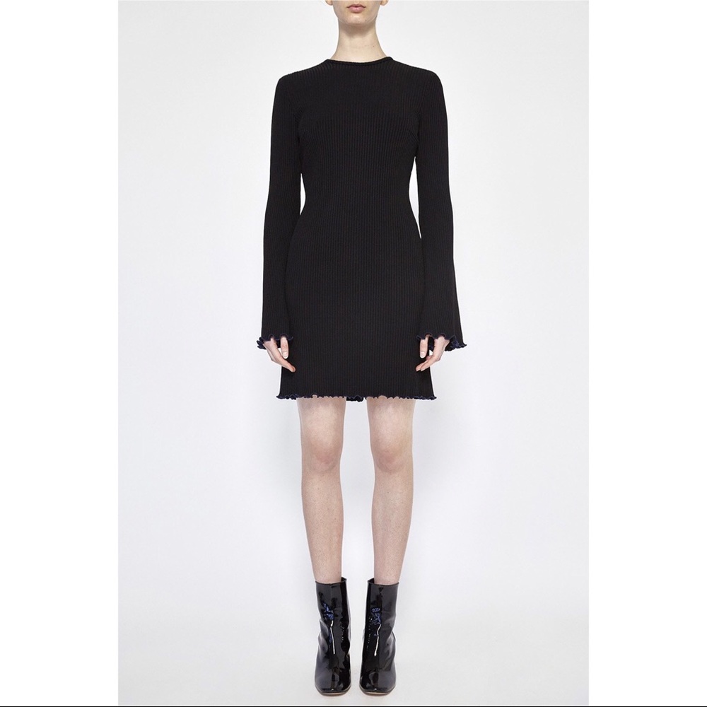 ELLERY Rib Stretch Knit Bell Sleeve LBD Dress 2 Designer XS